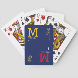 Cool Stylish Players Initial Personalised Blue Playing Cards