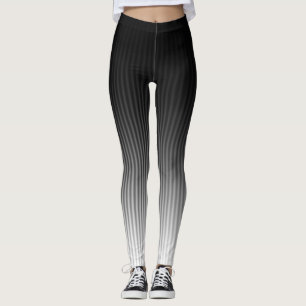 COOL Stylish Trendy Gradient Black & White Stripes Leggings