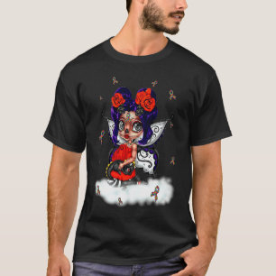 Cool Sugar Skull Girl Day of the Dead Autism Aware T-Shirt