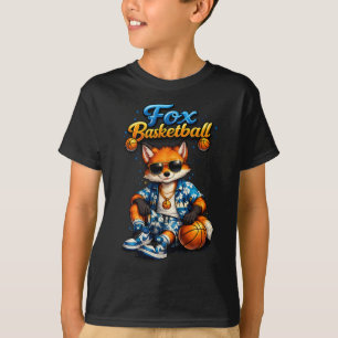 Cool Summer Basketball Fox Kids T-Shirt Cute Tro