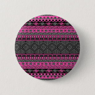 Cool summer  bright hot pink Aztec pattern 6 Cm Round Badge