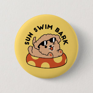 Cool Summer Dog Floating – Cute Puppy Pool Party 6 Cm Round Badge