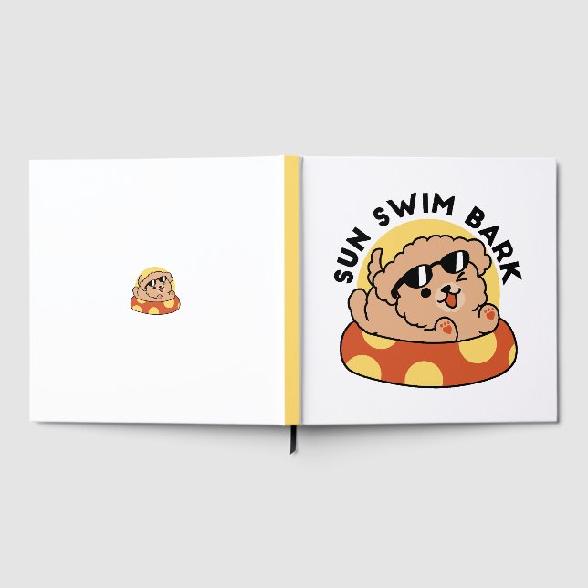 Cool Summer Dog Floating – Cute Puppy Pool Party Guest Book (Full)