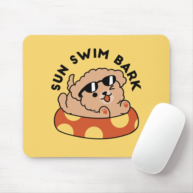 Cool Summer Dog Floating – Cute Puppy Pool Party Mouse Mat (With Mouse)