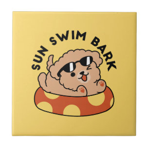 Cool Summer Dog Floating – Cute Puppy Pool Party Tile