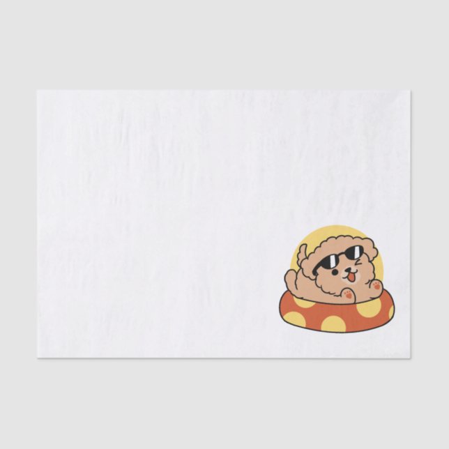 Cool Summer Dog Floating – Cute Puppy Pool Party Tissue Paper (Front)