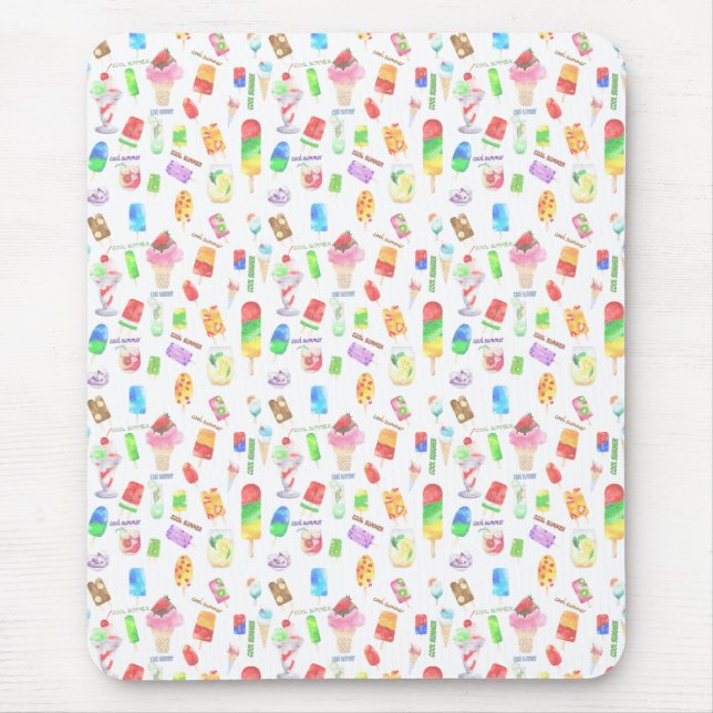 cool summer- ice cream, popice, and cold drink mouse mat (Front)