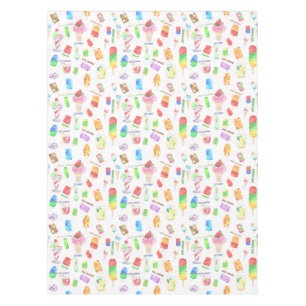 cool summer- ice cream, popice, and cold drink tablecloth