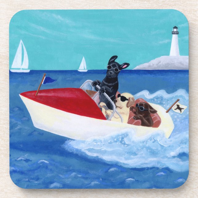 Cool Summer Labradors Painting Coaster (Front)