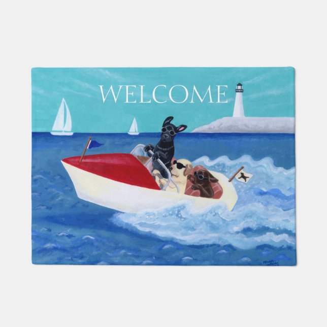 Cool Summer Labradors Painting Doormat (Front)