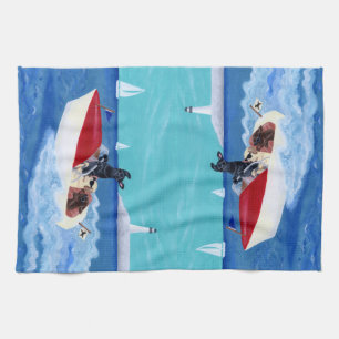 Cool Summer Labradors Painting Tea Towel