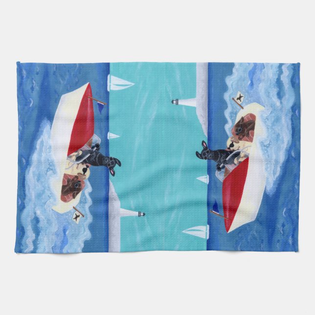 Cool Summer Labradors Painting Tea Towel (Horizontal)