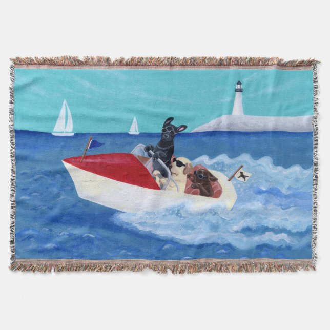 Cool Summer Labradors Painting Throw Blanket (Front)
