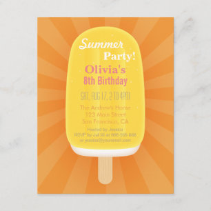 Cool Summer Lolly Popsicle Ice Cream Party Invitation