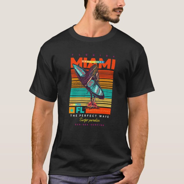 Cool Summer Miami FL. Adventure Illustration Outfi T-Shirt (Front)