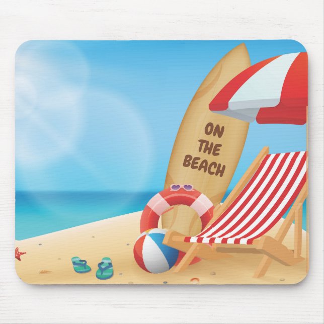 Cool Summer on the Beach with Surf Boards Mouse Mat (Front)
