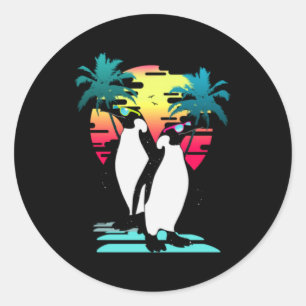 Cool Summer Penguin Classic Round Sticker