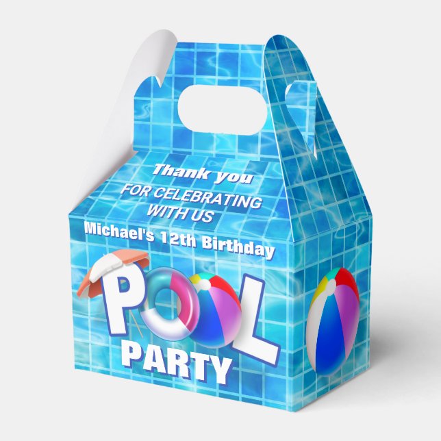 Cool Summer Pool Party Swimming Water Fun Favour Box (Front Side)