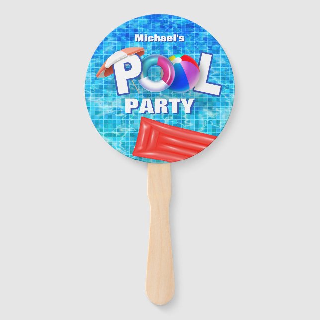 Cool Summer Pool Party Swimming Water Fun Hand Fan (Front)