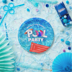 Cool Summer Pool Party Swimming Water Fun Paper Plate