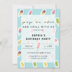 Cool Summer Popsicle Birthday Invitation