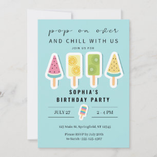 Cool Summer Popsicle Birthday Invitation