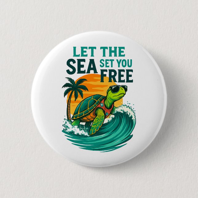 Cool Summer – Sea Turtle Vibes 6 Cm Round Badge (Front)