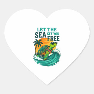 Cool Summer – Sea Turtle Vibes Heart Sticker