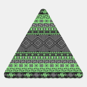Cool summer trendy neon green grey black Aztec Triangle Sticker