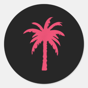 Cool Summer Vacation Men Women Sunset Beach Palm T Classic Round Sticker