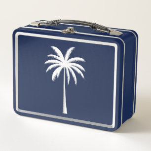 Cool Summer Vacation Sunset Beach Palm Tree Metal Lunch Box