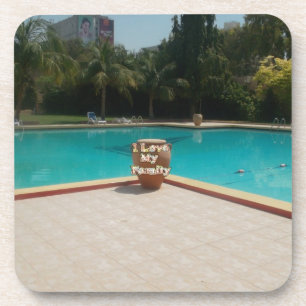 Cool Summertime Pool Side I love My Family Coaster