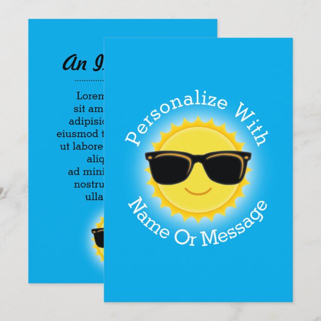 Cool Sun Wearing Sunglasses Invitation (Front/Back)