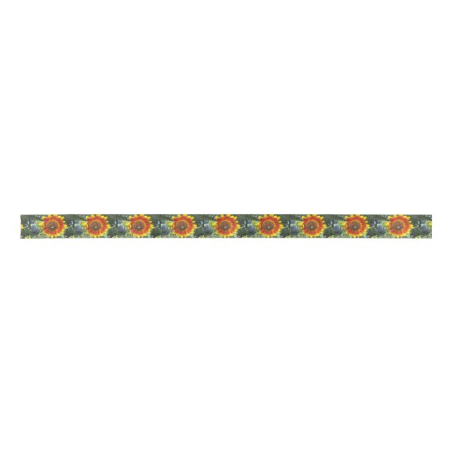 Cool Sunflower Plant Satin Ribbon (Front)