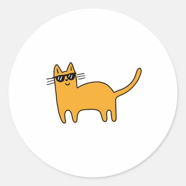 Cool Sunglasses Cat Classic Round Sticker (Front)