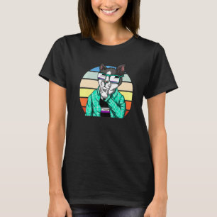 Cool Sunglasses Cat Equality Flag Asexuality Lgbt T-Shirt
