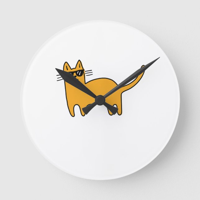 Cool Sunglasses Cat Round Clock (Front)