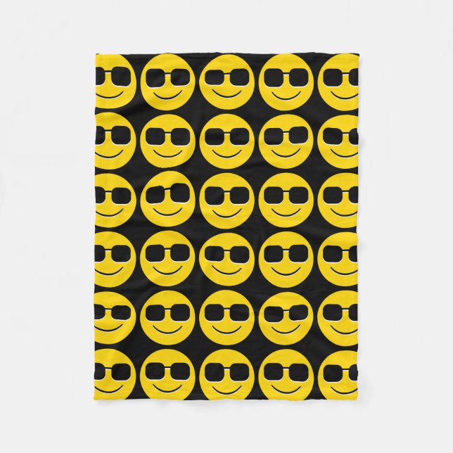 Cool Sunglasses Emoji Guy Fleece Blanket (Front)
