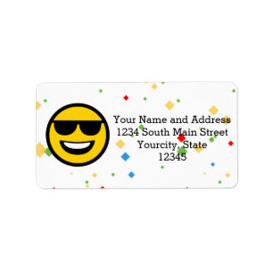 Cool Sunglasses Emoji Label