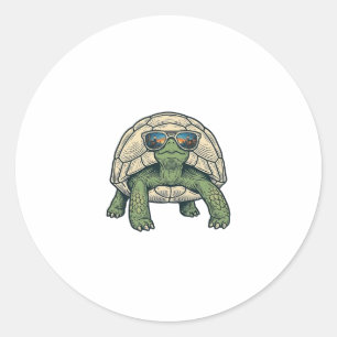 Cool Sunglasses Tortoise Vintage Vector Design_1 Classic Round Sticker