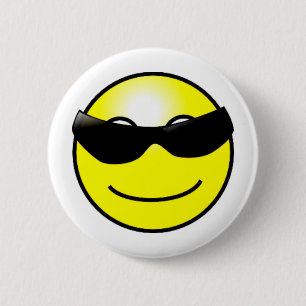 Cool Sunglasses Yellow Face 6 Cm Round Badge
