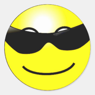 Cool Sunglasses Yellow Face Classic Round Sticker