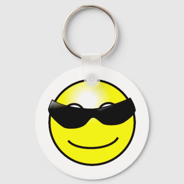 Cool Sunglasses Yellow Face Key Ring (Front)