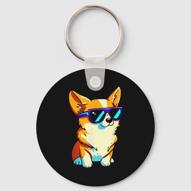 Cool Sungles Corgi Gift Boys Girls Women Men  Key Ring (Front)