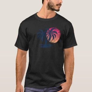 Cool Sunset Beach Palm Trees Summer Vacation Men W T-Shirt