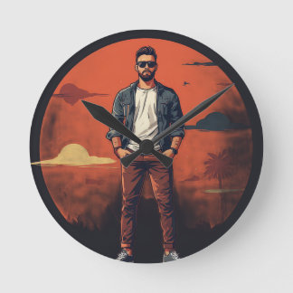 COOL SUNSET ROUND CLOCK