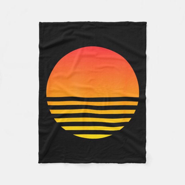 Cool Sunset Summer Beach Surf 80s Retro Vaporwave Fleece Blanket (Front)