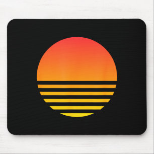 Cool Sunset Summer Beach Surf 80s Retro Vaporwave Mouse Mat
