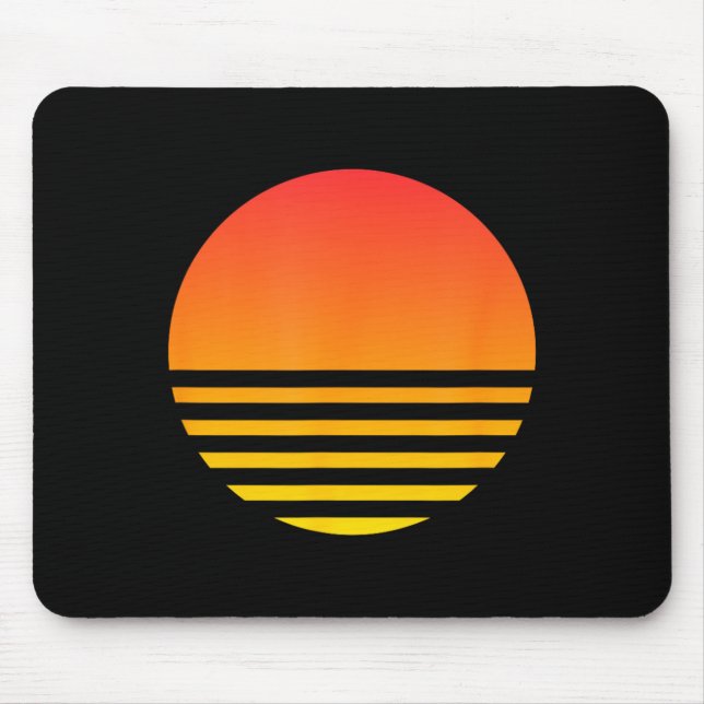 Cool Sunset Summer Beach Surf 80s Retro Vaporwave Mouse Mat (Front)
