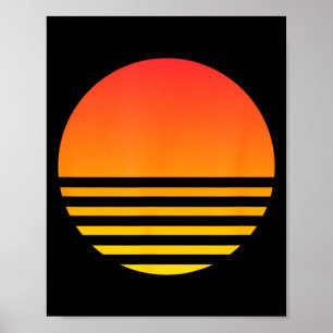 Cool Sunset Summer Beach Surf 80s Retro Vaporwave Poster